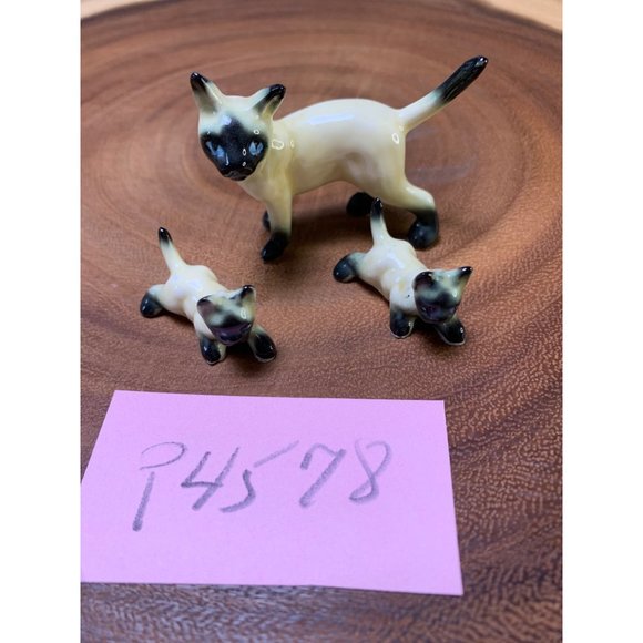 Vintage Japanese Porcelain Siamese Cat Figurines Set of 3 - Picture 11 of 11